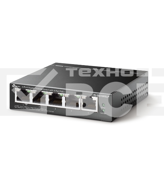 Коммутатор TP-Link 8-Port 10/100Mbps Unmanaged Switch with 4-Port PoE, metal case, desktop mount, PoE budget 41W.