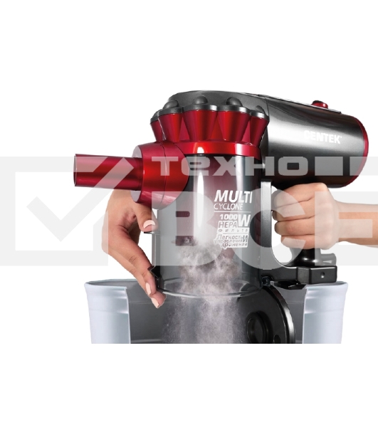 Пылесос вертикальный Centek CT-2561 красный/черный, питание от сети, 150 Вт, уборка сухая, пылесборник 0.5 л