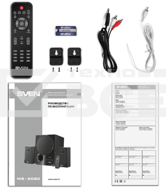 Акустическая система 2.1 SVEN MS-2080 / 70 Watt / ~220V 50Hz / FM-тюнер, USB/ SD, дисплей / BLUETOOTH / ПДУ / Black