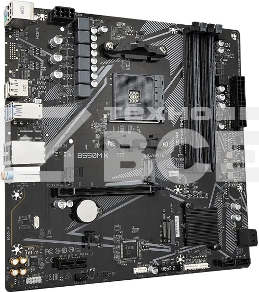 Материнская плата Gigabyte B550M K, AM4, AMD B550, 4xDDR4, 4xSATA, 2xM.2, 1xPCIe 4.0 x16, 1xPCIe x1, 1xHDMI, 1xDP, 1x 1Gb LAN, 4xUSB-A 3.2 Gen 1, 4xUSB-A 2.0, 3x3.5 мм, 7.1, mATX