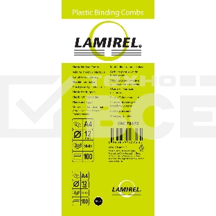 Пружины для переплета пластиковые Fellowes Lamirel LA-7867301 12мм черный 100 шт