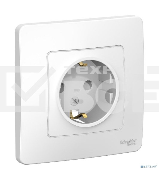 Розетка СП BLANCA 16А 250В без шторок с заземл. бел. SchE BLNRS001011
