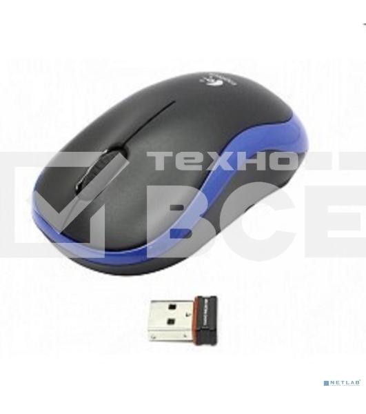 Мышь беспроводная Logitech M185 синий, 1000 dpi, радиоканал, USB, кнопки - 3