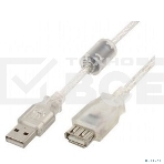 Кабель удлинитель USB2.0 Pro Cablexpert CCF-USB2-AMAF-TR-6, AM/AF, 1,8м, экран, 2феррит.кольца, прозрачный, пакет, фото2