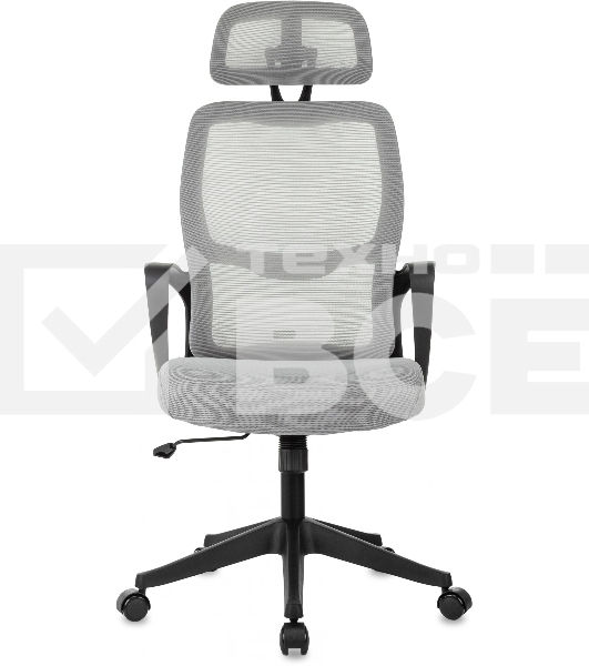 Кресло руководителя Бюрократ Wise серый, сетка/ткань, с подголов. крестов. пластик