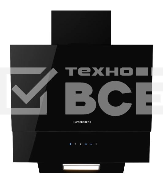 Вытяжка Kuppersberg F 601 BL ширина 60 см, отвод/рециркуляция, 600 м3/час, сенсорное управление, 3 скоростей, светодиодное освещение 1*2 Вт, металлический жироулавливающий фильтр, угольный фильтр KF-ES  (опция), 46 дБ, , цвет: черный  / короб чёрная эмаль