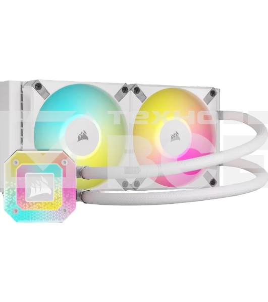 Система жидкостного охлаждения Corsair iCUE H100i ELITE CAPELLIX XT (240мм, белый, RGb/Fans: 2x120мм, 65.57CFM, 34.1dBA, 2400RPM/S: 1851, 1700, 1200, 115x, 2011, 2066, AM5, AM4)