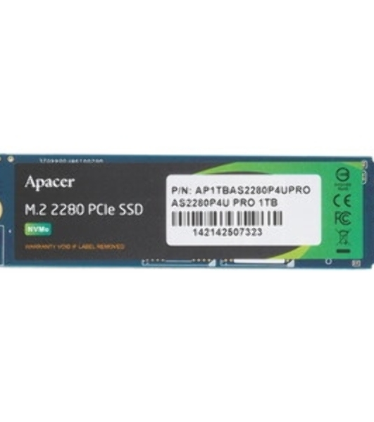 Накопитель SSD Apacer 1Tb, M.2 2280, AS2280P4 PCIe 3.0 x4, NVMe, R/W 3000/2000