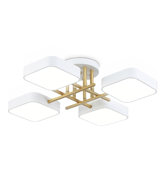 Люстра светодиодная на штанге Ambrella light FL516341/4 WH/GD белый/золото 72W 3000-6000K 550*550*150 (без ПДУ)