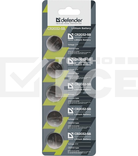 Батарейка Defender литиевая CR2032-5B