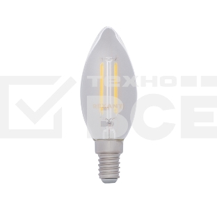 Лампа светодиодная филаментная Rexant Свеча CN35 7.5 Вт 600 Лм 2700K E14 диммируемая, прозрачная колба