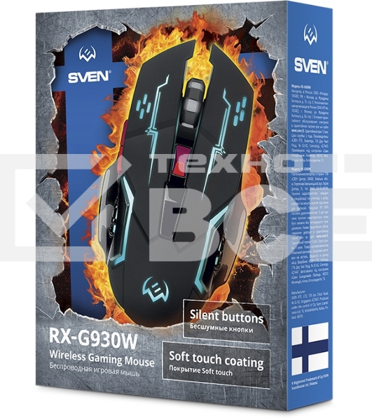 Мышь беспроводная SVEN RX-G930W черный, 2400 dpi, радиоканал, USB, кнопки - 6