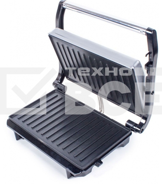 Электрогриль Endever Grillmaster 115, 1500 Вт, авто терморегулятор, антипригарное покрытие, индикатор нагрева, серебристый/черный