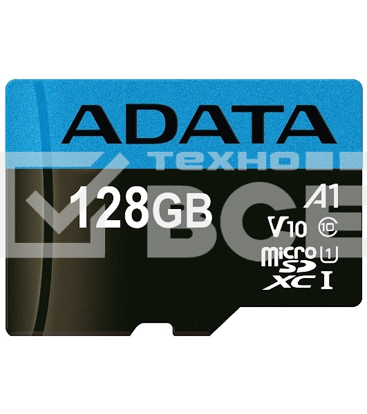 Флеш карта Micro SecureDigital 128Gb ADATA AUSDX128GUICL10A1-RA1 {MicroSDXC Class 10 UHS-I, SD adapter}