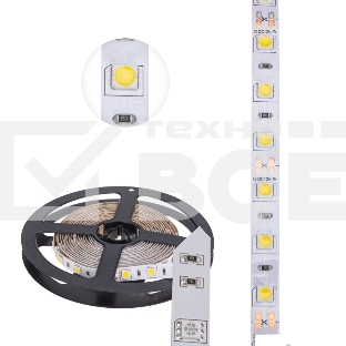 Лента LED 3 м 12 В 5050 4000 К IP23 60 LED/м для БП с клеммами LAMPER