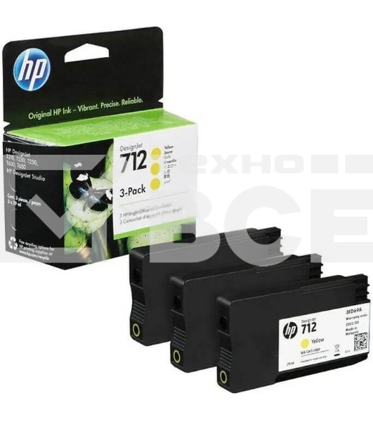 Картридж струйный HP 712 3ED79A желтый x3упак. (29мл) для HP DJ Т230/630