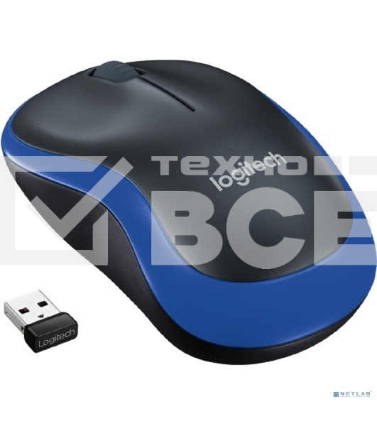 Мышь беспроводная Logitech M185 синий, 1000 dpi, радиоканал, USB, кнопки - 3