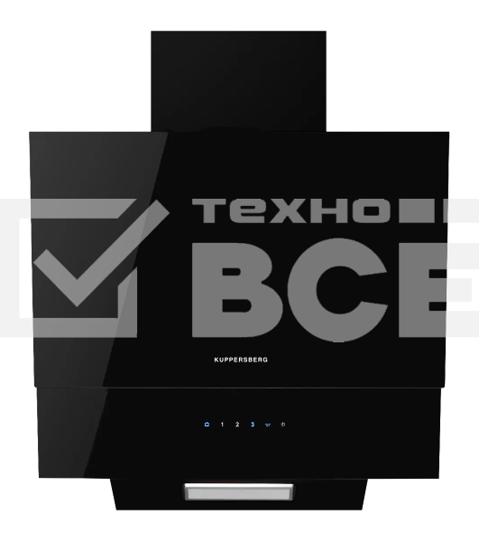 Вытяжка Kuppersberg F 601 BL ширина 60 см, отвод/рециркуляция, 600 м3/час, сенсорное управление, 3 скоростей, светодиодное освещение 1*2 Вт, металлический жироулавливающий фильтр, угольный фильтр KF-ES  (опция), 46 дБ, , цвет: черный  / короб чёрная эмаль