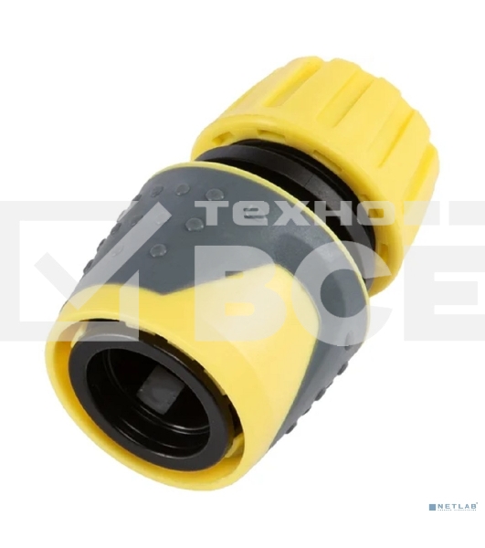 Коннектор для шланга, быстросъемный 1/2' с аквастопом и термопластичной резиной Профи ЧЕТЫРЕ СЕЗОНА