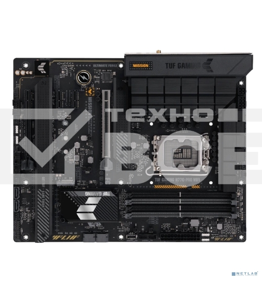 Материнская плата ASUS TUF GAMING H770-PRO WIFI, LGA 1700, Intel H770, 4xDDR5, 4xSATA, 4xM.2, 1xPCIe 5.0 x16, 1xPCIe 4.0 x4, 2xUSB-A 3.2 Gen 2, 4xUSB-A 3.2 Gen 1, 1xUSB-C 3.2 Gen 2x2, 1x2.5Gb LAN, 5x3.5 мм, 7.1, Standard-ATX