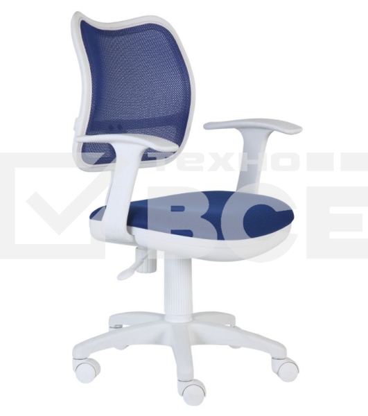 Кресло компьютерное Бюрократ CH-W797/BL/TW-10 TW-10 синий, спинка сетка, сиденье синий, колеса белый/синий, пластик белый