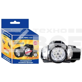 Фонарь ULTRAFLASH LED5351налобн металлик 7led 3 реж 3xr03 пласт коробка