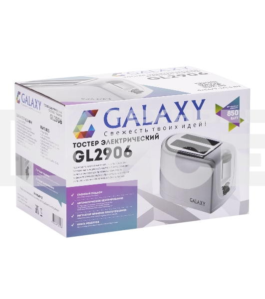 Тостер Galaxy GL 2906, белый, пластик, 850 Вт