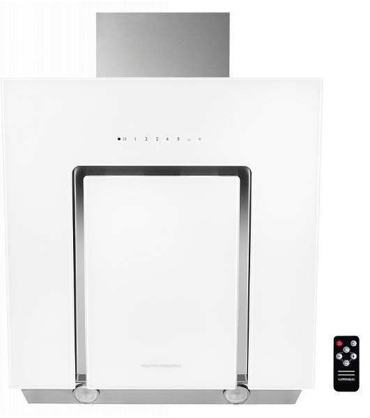 Вытяжка Kuppersberg F 660 W, ширина 60 см, отвод/рециркуляция, 900 м3/час, сенсорное управление, таймер, 5 скоростей, галогенное освещение 2х20 Вт, металлические жироулавливающие фильтры, угольный фильтр KF-СM (опция), 42-47 дБ, цвет белое стекло SCHOTT