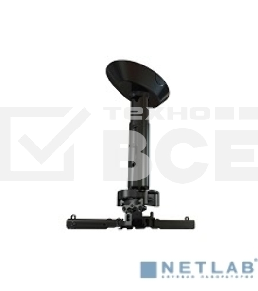 Крепеж Wize Pro PR18A черный потолочный комплект Wize PR18A состоящий из крепления+штанги 30-46 см +площадки к потолку для проектора, наклон +/- 25°, поворот +/- 6°, вращение 360°, до 23 кг