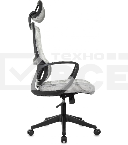 Кресло руководителя Бюрократ Wise серый, сетка/ткань, с подголов. крестов. пластик