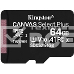 Флеш карта microSDHC 64GB microSDXC Class10 Kingston <SDCS2/64GBSP> Class10 UHS-I Canvas Select up to 100MB/s, фото9