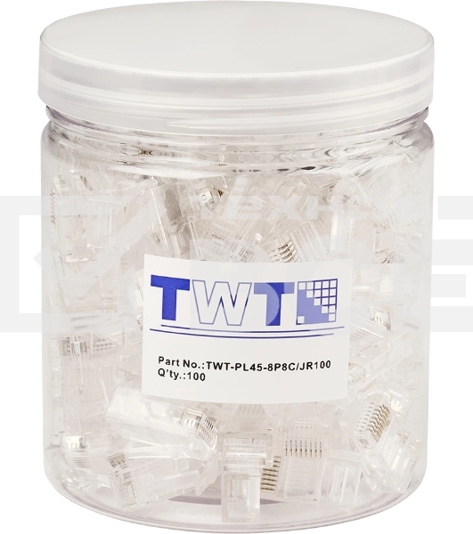 Коннектор Lanmaster TWT-PL45-8P8C/JR100, UTP кат.5E RJ45 прозрачный (упак.:100шт)