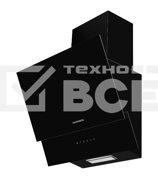 Вытяжка Kuppersberg F 601 BL ширина 60 см, отвод/рециркуляция, 600 м3/час, сенсорное управление, 3 скоростей, светодиодное освещение 1*2 Вт, металлический жироулавливающий фильтр, угольный фильтр KF-ES  (опция), 46 дБ, , цвет: черный  / короб чёрная эмаль