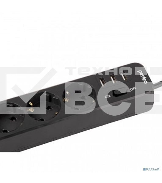 Сетевой фильтр PERFEO (PF_C3909) 3 роз х 4м черный