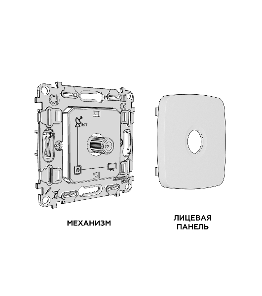 Комплект механизма TV розетки SAT 5-2400MHz 3.5dB OMEGA Темная бронза матовый QUANT (OP6430, VM215) MO643050