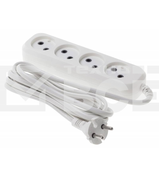 Сетевой удлинитель Buro BU-PSL4.3/W 3м (4 розетки) белый (пакет ПЭ)