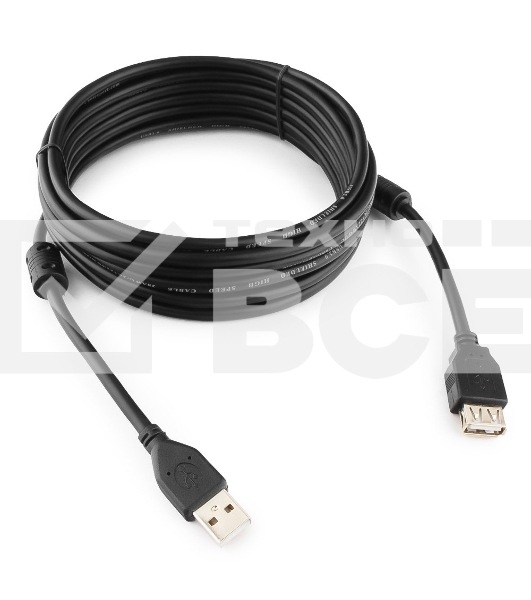 Кабель Gembird/Cablexpert CCF2-USB2-AMAF-15 USB 2.0  , AM/AF, 4.5м, экран, 2феррит.кольца, черный, пакет