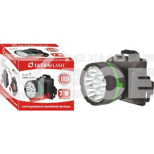 Фонарь налобный 909LED7 (7LED 1 режим; 3хR6 черный) Ultraflash 11782