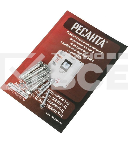 Стабилизатор напряжения Ресанта АСН-8 000 Н/1-Ц 63/6/17 Стабилизатор Lux {220В±8%, Габ. 305х190х360, Вес 15кг}