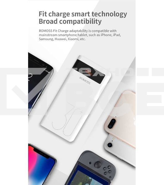 Мобильный аккумулятор Romoss PHP30 Pro (Sense 8P+) Li-Pol 30000mAh 3A+2.1A белый 2xUSB