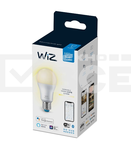 Лампа светодиодная WiZ Wi-Fi BLE 60W A60 E27 927 DIM1PF/6