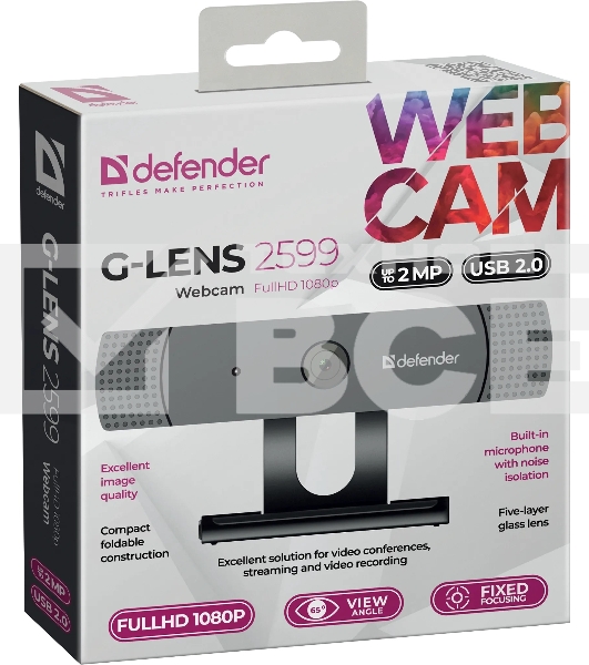 Веб-камера Defender G-lens 2599 FullHD 1080p, 2МП
