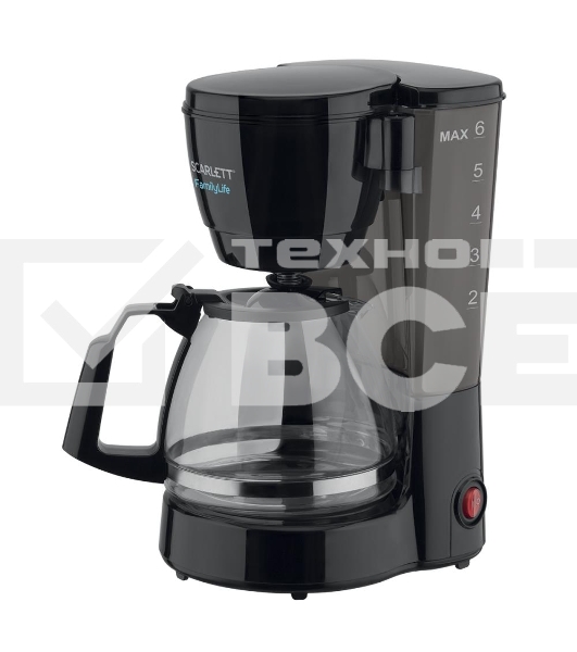 Кофеварка капельная Scarlett SC-CM33018 черный, исп. кофе - молотый, 0.75 л, 600 Вт.