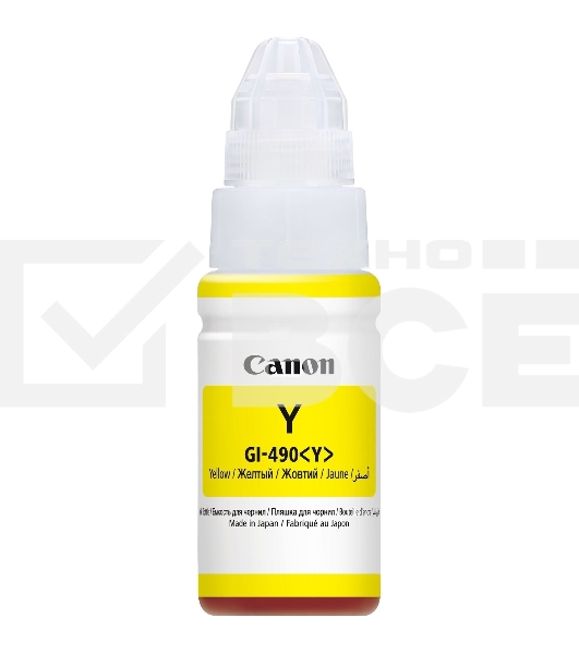 Чернила Canon GI-490Y 0666C001 желтый для Canon Pixma G1400/2400/3400 (70мл)