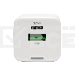 Зарядное устройство Cablexpert MP3A-PC-63, 30Вт GaN, 3А, QC4.0/PD, 1xUSB, 1xType-C, белый, пакет, фото5