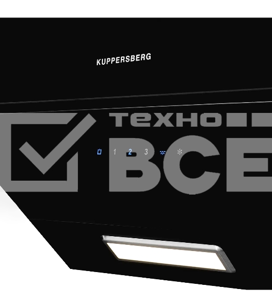 Вытяжка Kuppersberg F 601 BL ширина 60 см, отвод/рециркуляция, 600 м3/час, сенсорное управление, 3 скоростей, светодиодное освещение 1*2 Вт, металлический жироулавливающий фильтр, угольный фильтр KF-ES  (опция), 46 дБ, , цвет: черный  / короб чёрная эмаль