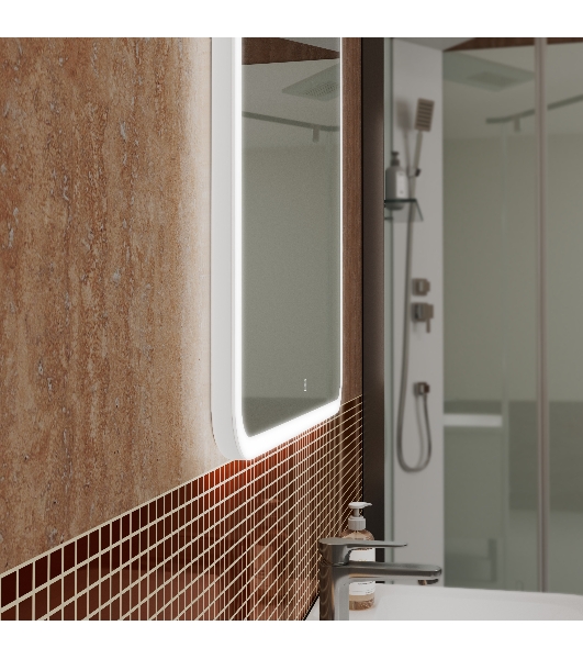 Зеркало Bau Stil 70х80, сенсорная LED подсветка, пластиковый защитный корпус
