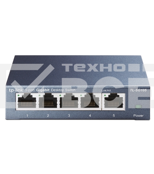 Коммутатор TP-Link SOHO TL-SG105 5-port Desktop Gigabit Switch, 5 10/100/1000M RJ45 ports, metal case