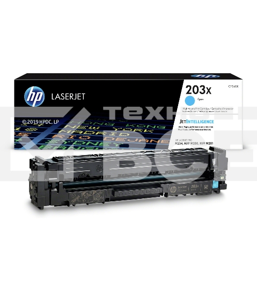 Картридж лазерный HP CF541X (HP 203X) голубой для HP LaserJet M254/M280/M281 2500 страниц.