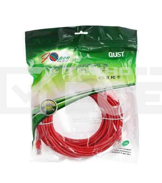 Патчкорд литой 'Aopen' UTP кат.5е 15м красный 
